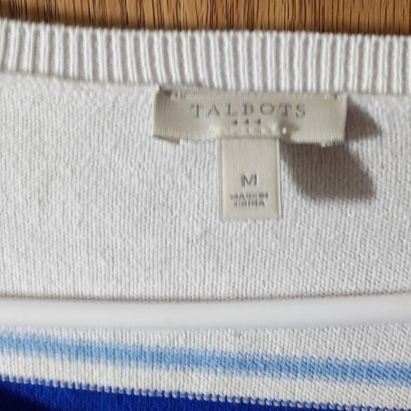 Talbots Cotton Breton Stripe Knit Top Medium Classic Nautical Old Money Prep - Picture 6 of 10